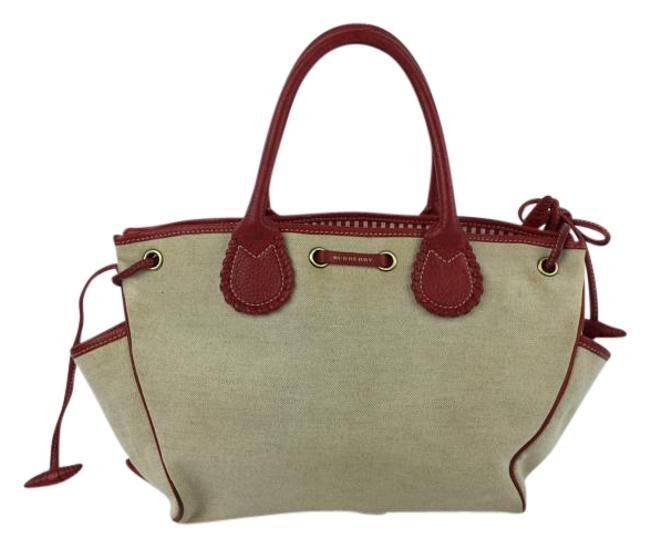 Burberry Natural Canvas and Leather Tote