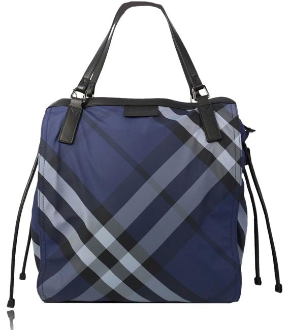 Burberry Bag Navy Nova Check Plaid Packable Travel Purse New Blue Nylon Tote