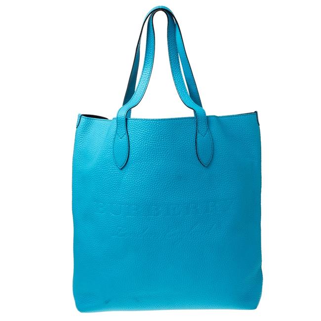 Burberry Neon Remington Shopper Blue Leather Tote