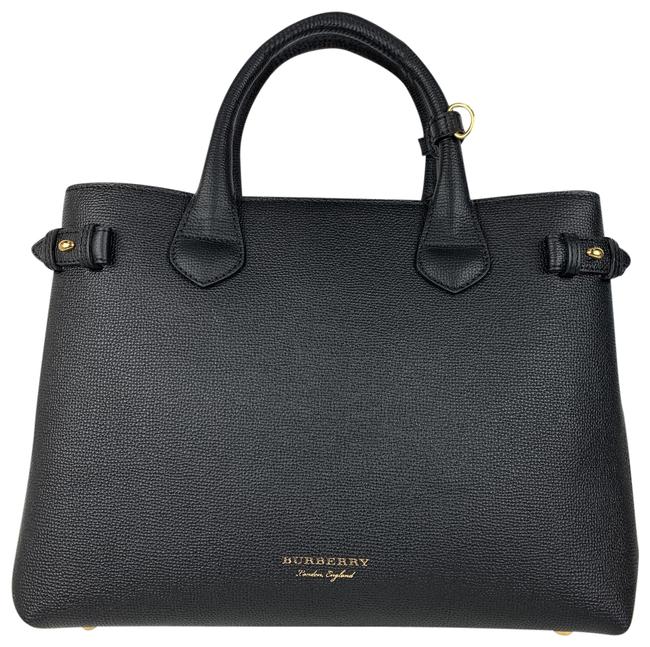 Burberry New Banner House Check Black and Brown Leather Canvas Tote