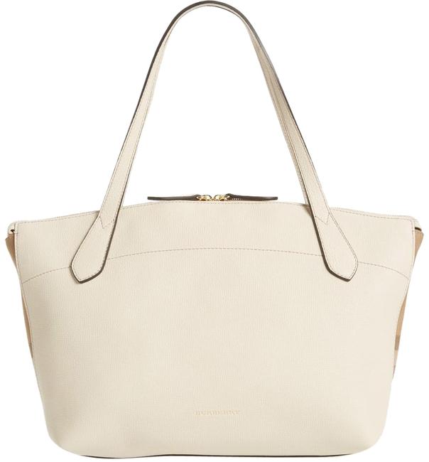 Burberry New Derby Welburn Medium Cream Beige Leather Tote