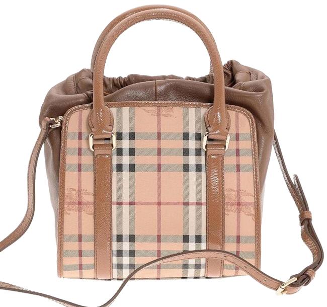 Burberry New Haymarket Check Dinton Camel PvcLeather Tote