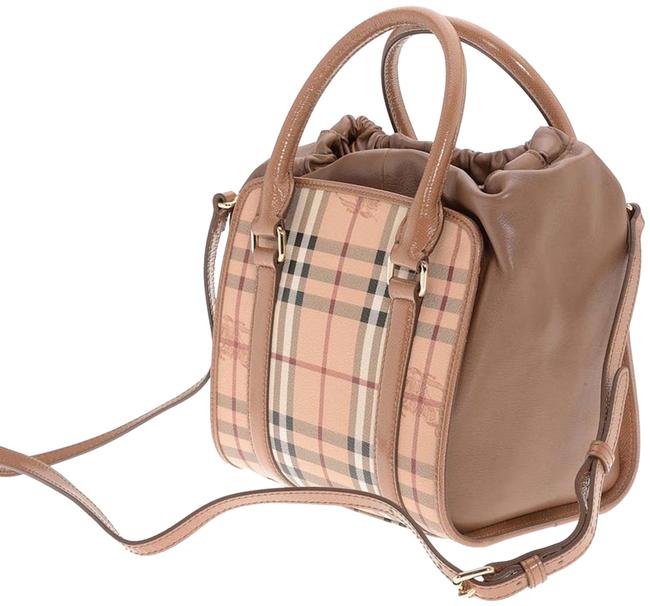 Burberry New Haymarket Check Dinton Womens Camel PvcLeather Tote