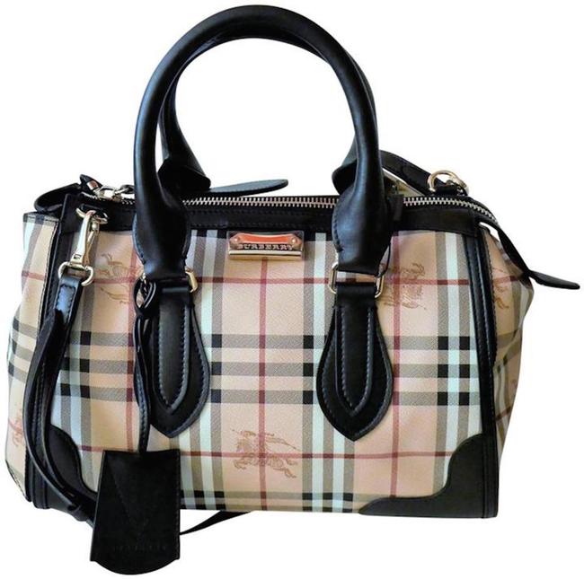Burberry New Haymarket Check Gladstone Black PvcLeather Tote