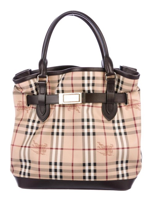 Burberry New Haymarket Portrait Golderton Womens Black PvcLeather Tote