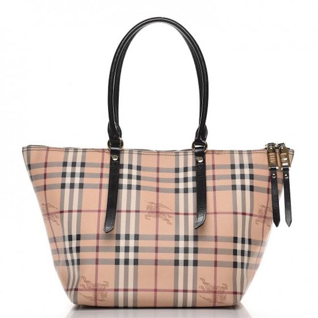 Burberry New Medium Haymarket Check Salisbury Black PvcLeather Tote