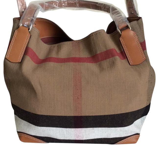 Burberry New Medium Maidstone Check Brown Canvas Leather Tote