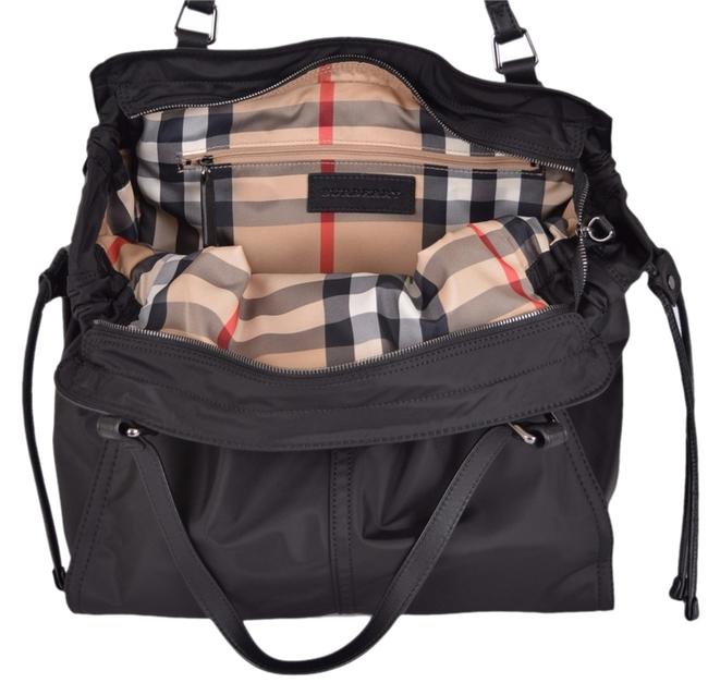 Burberry New Nova Check Packable Purse Shopper Black Nylon Tote