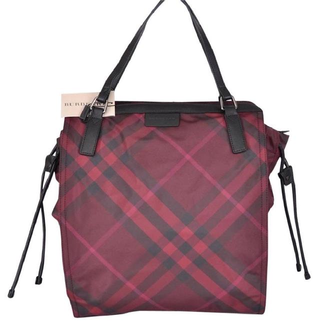 Burberry Bag New Packable Travel Red Black Check Nylon Tote