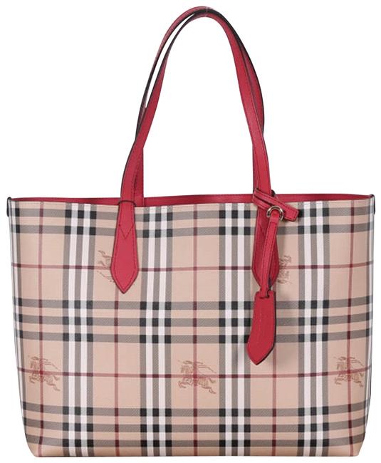 Burberry Bag New Reversible RedBeige Beige Canvas Tote