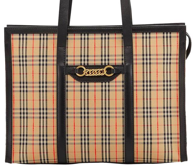 Burberry New Zip Purse Black Canvas and Leather Tote