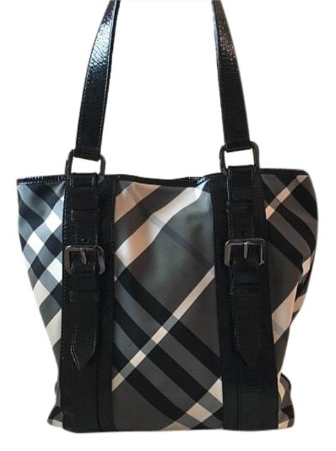 Burberry Nova Beat Check Black and White Nylon Tote