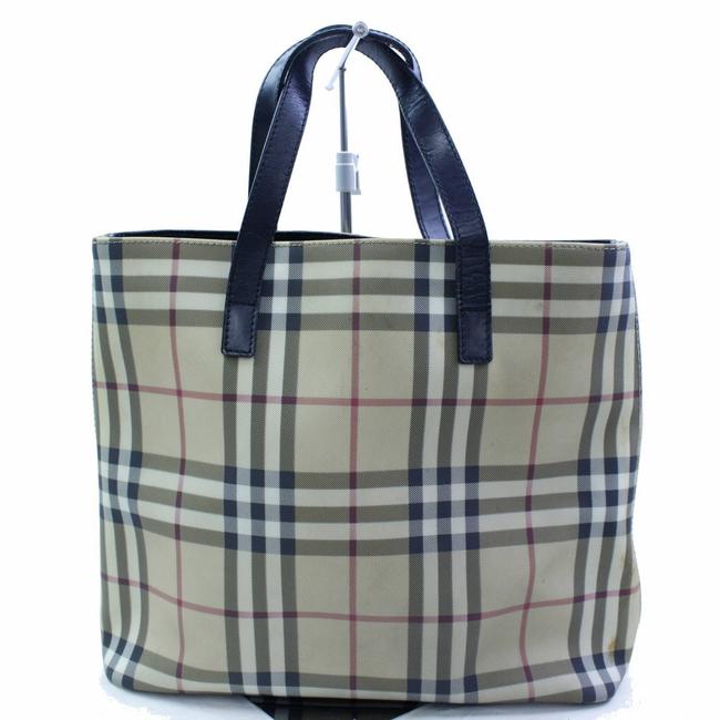 Burberry Nova Check 866682 Beige Coated Canvas Tote