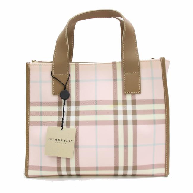 Burberry Nova Check 867622 Pink Coated Canvas Tote