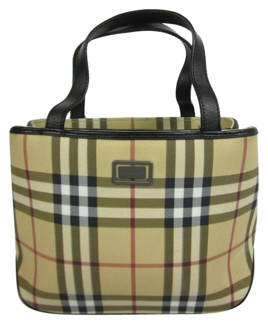 Burberry Bag Nova CheckBrown Beige Leather Tote