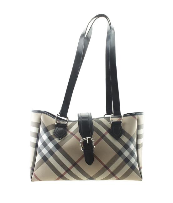 Burberry Nova CheckLeather 166621 Beige Coated Canvas Tote