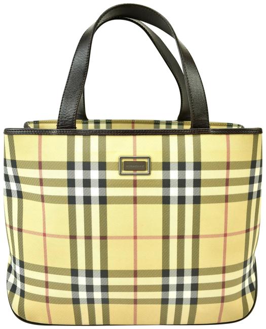 Burberry Nova CheckLeather Beige Jacquard Tote