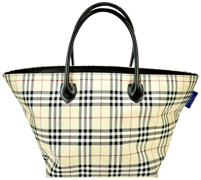 Burberry Nova CheckLeather G Beige Jacquard Tote