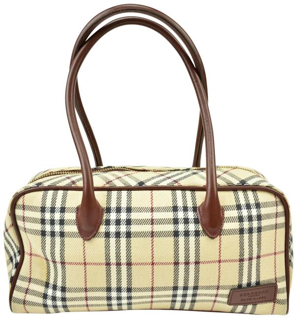 Burberry Nova CheckLeather P ShoulderBeige Jacquard Tote