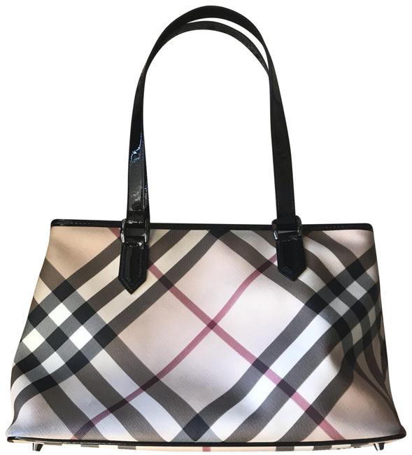 Burberry Nova Check Beige and Black Leather Tote
