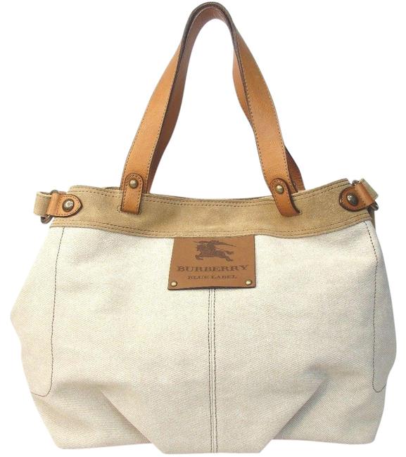 Burberry Nova Check Beige CanvasLeather Tote