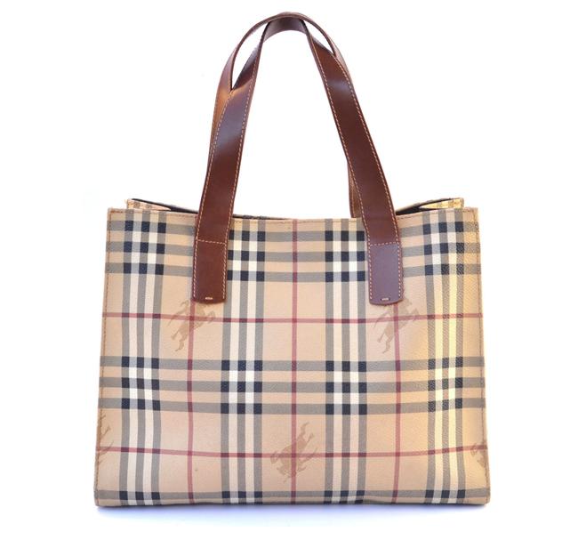 Burberry Nova Check Beige Coated Canvas Tote