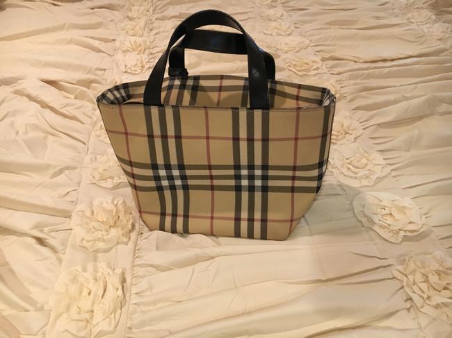 Burberry Nova Check Beige Plaid Canvas Tote