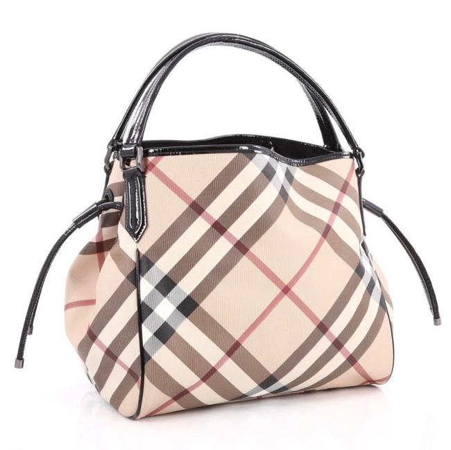 Burberry Nova Check Black Beige Coated Canvas Tote