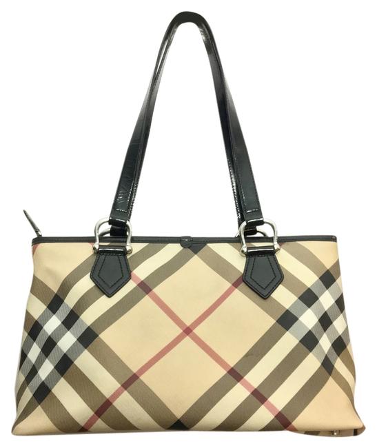 Burberry Nova Check Black Tan Red White Tote