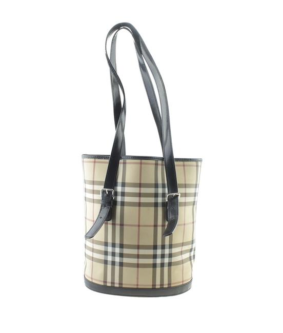 Burberry Bucket Nova Check 170408 Beige Coated Canvas Tote
