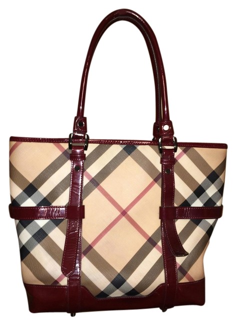 Burberry Nova Check CanvasPatent Leather Tote