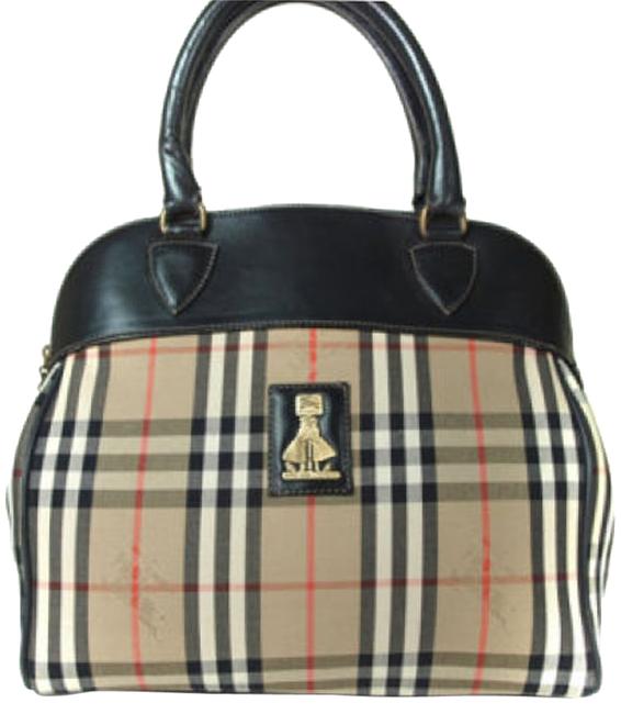 Burberry Nova Check Canvas Leather Browns Black Hand Tote