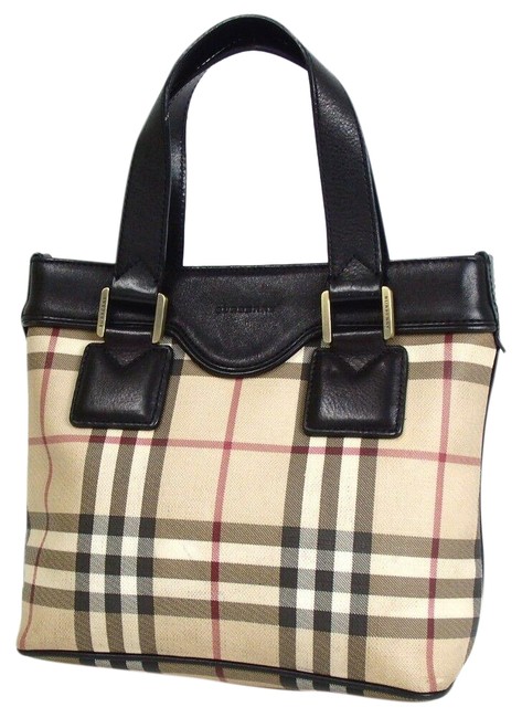 Burberry Shoulder Bag Nova Check Canvas Leather Tote