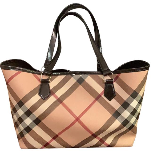 Burberry Nova Check Classic with Detachable Pouch Plaid Tote