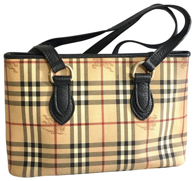 Burberry Nova Check Coated Canvas Brown Leather Tote
