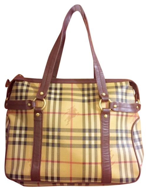 Burberry Nova Check Knight Coated Cream Canvas Tote