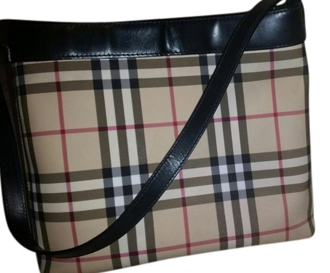 Burberry Nova Check Leather Trimmed Tote