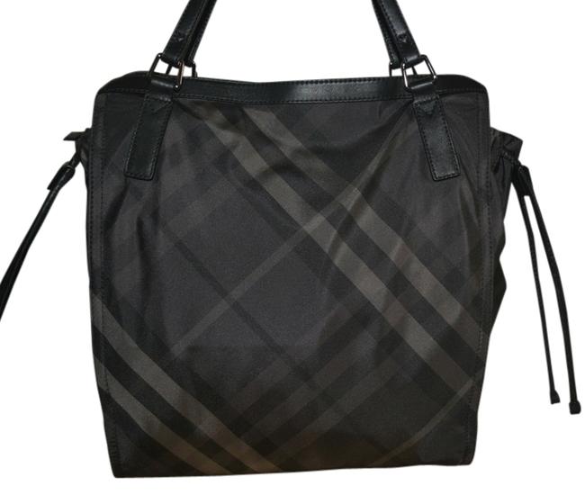 Burberry Nova Check Packable Purse Shopper Charcoal Nylon Tote