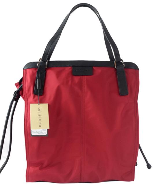 Burberry Nova Check Packable Purse Shopper Red Nylon Tote