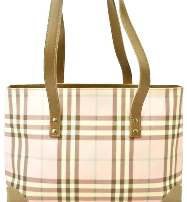 Burberry Nova Check Pink CanvasLeather Tote