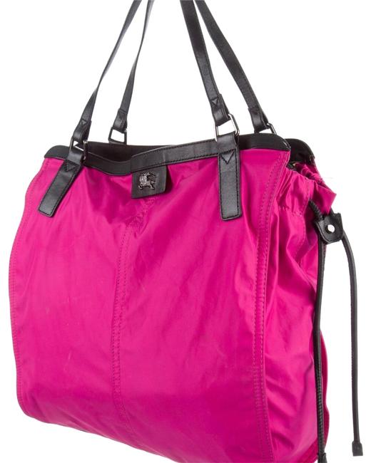 Burberry Nova Check Pink Nylon with Leather Trim Tote