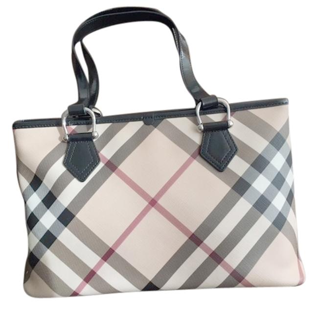 Burberry Nova Check Shopper Patent Leather Tote