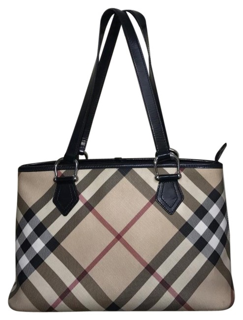 Burberry Nova Check Signature Coated Leather Tote