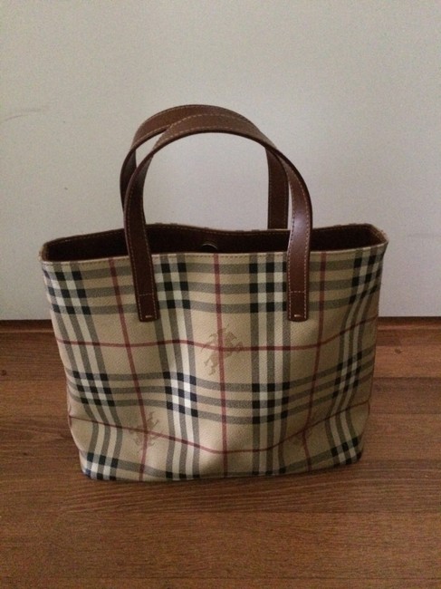 Burberry Nova Check Small Monogram Print Leather Tote