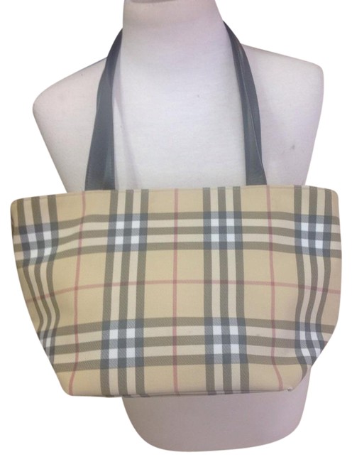 Burberry Nova Check Tan Leather Tote