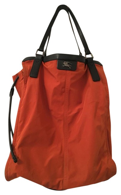 Burberry Shoulder Bag Nova Orange Leather Fabric Tote