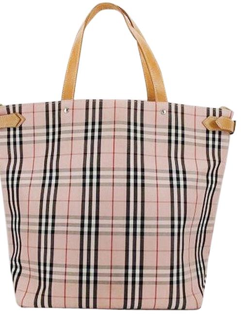 Burberry Novacheck Shoulder Pink Print Tote