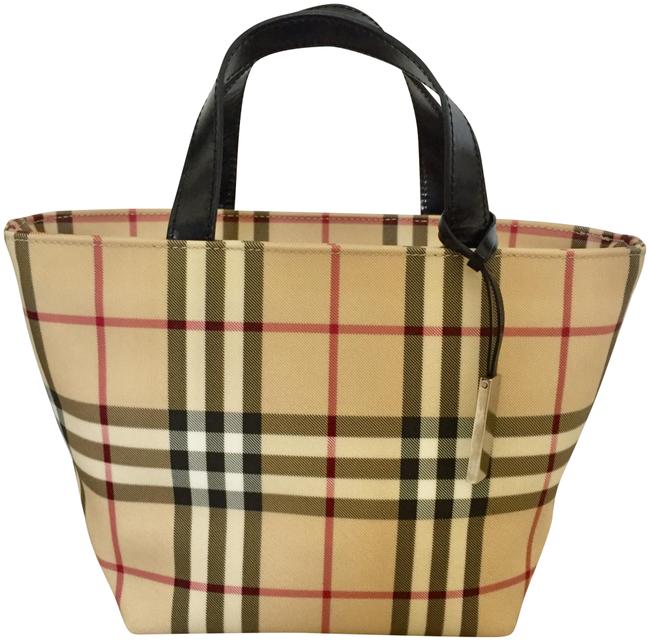 Burberry Nwot Classic Nova Check Small Handbag Black LeatherPvc Tote