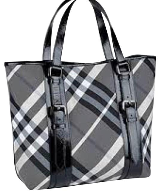 Burberry Nylon Check Black and White Tote