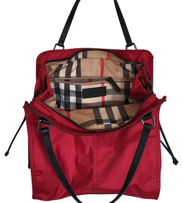 Burberry Nylon Check Red Tote